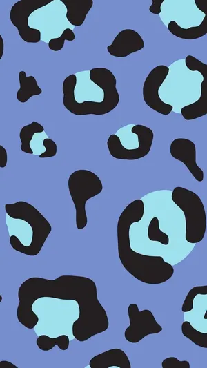 Leopard Print Pattern Blue Background Wallpaper