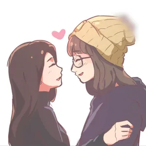 Lesbian Anime Couple Heart Icon Wallpaper