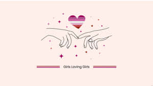 Lesbian Couple Hand Holding Illustration Wallpaper