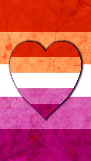 Lesbian Pride Flag In Heart Form Wallpaper