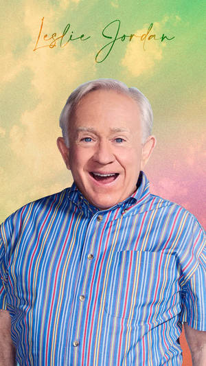 Leslie Jordan Smile Name Colorful Background Wallpaper