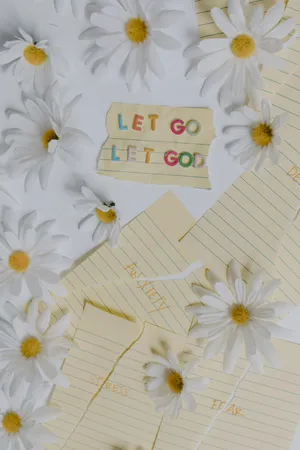 Let Go Let God Floral Aesthetic Wallpaper