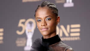 Letitia Wright Elegant Event Appearance Wallpaper