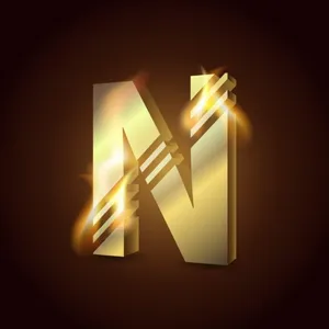 Letter N In Luxurious Gold Color Wallpaper