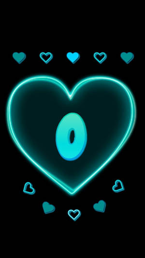 Letter O Teal Heart Wallpaper