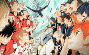 Lev Haiba Soaring High During A Volleyball Match. Wallpaper