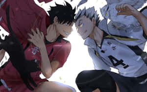 Lev Haiba Soars High For A Spike In A Volleyball Match. Wallpaper