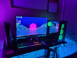 Level Up Your Gaming Experience With This Amazing Gaming Pc Setup Wallpaper