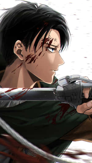 Levi Pfp Side View With Sword Wallpaper