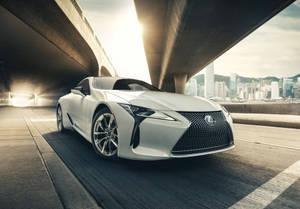 Lexus Logo On White Sports Car Wallpaper