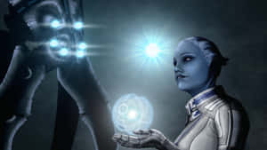 Liara T'soni In An Intense Moment On An Alien Planet Wallpaper