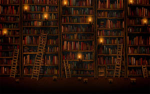 Library Art Book Theme Wallpaper