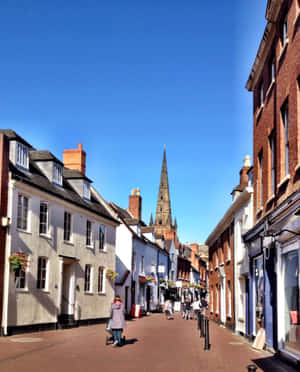 Lichfield Cathedral View Street Wallpaper