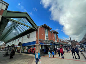 Lichfield Shopping Areawith Clock Structure Wallpaper