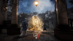 Liesof P Golden Figure Courtyard Scene Wallpaper