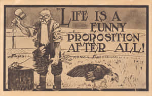 Life Is A Funny Proposition Vintage Postcard Wallpaper