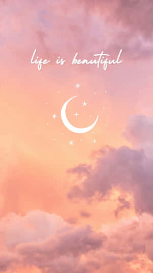 Life Is Beautiful Typography With Cute Stars Wallpaper
