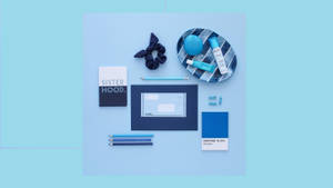 Light Blue Aesthetic Flat Lay Wallpaper