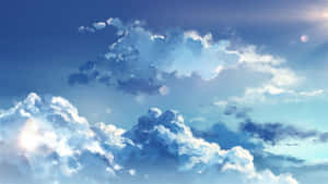 Light Blue Anime Aesthetic Clouds Laptop Wallpaper