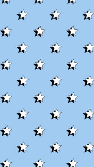 Light Blue Backgroundwith Whiteand Black Stars Pattern Wallpaper