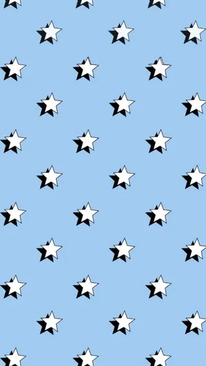 Light Blue Backgroundwith Whiteand Black Stars Pattern Wallpaper