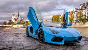 Light Blue Lamborghini Aventador Cool Wallpaper