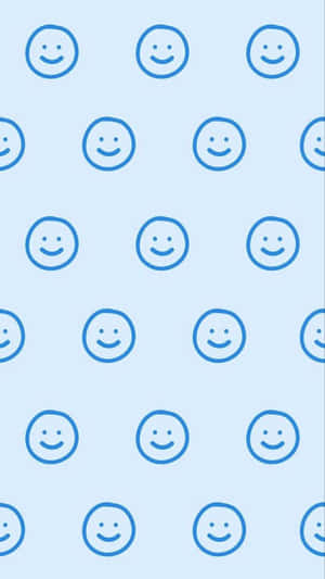 Light Blue Smiley Face Pattern Wallpaper