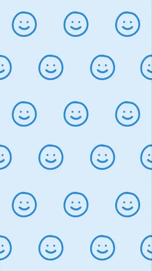 Light Blue Smiley Face Pattern Wallpaper