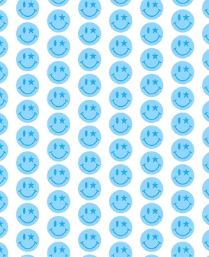 Light Blue Smiley Faces Pattern Wallpaper