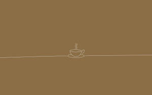 Light Brown Aesthetic Cup Doodle Art Wallpaper