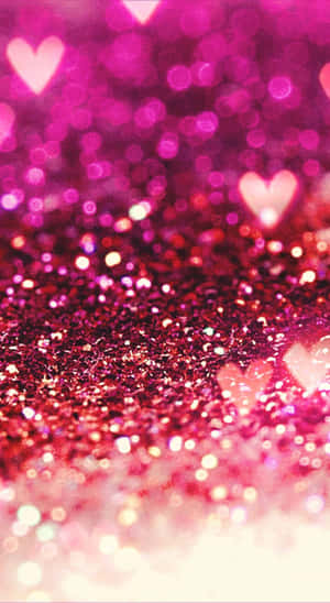 Light Pink Glitter Hearts Background Wallpaper