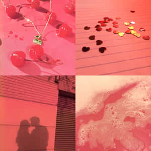 Light Red Aesthetic Collage Wallpaper