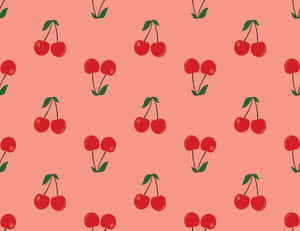 Light Red Cherry Pattern Aesthetic Wallpaper