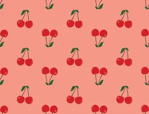 Light Red Cherry Pattern Aesthetic Wallpaper