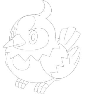 Light Starly Line Art Wallpaper