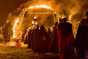 “light Up The Night Sky With The Spooky Sights And Sounds Of The Halloween Parades!” Wallpaper