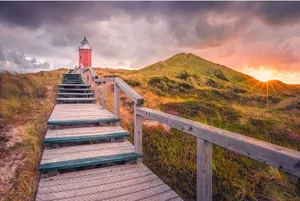 Lighthouseat Sunset Kampen Sylt Wallpaper