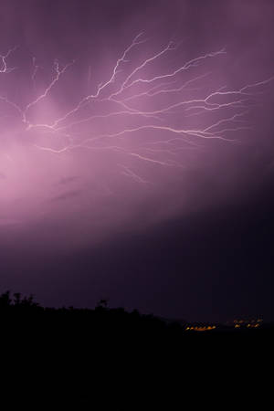 Lightning From Purple Sky Wallpaper