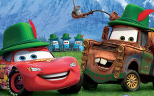 Lightning Mcqueen And Francesco Bernoulli Racing In Cars 2 Wallpaper