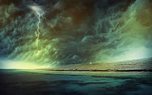 Lightning Storm Over The Ocean Wallpaper