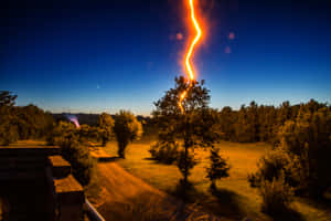 Lightning Strike Night Sky Wallpaper