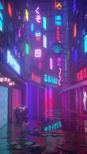 Lights, Lines And Colors In A Neon City Aesthetic Wallpaper