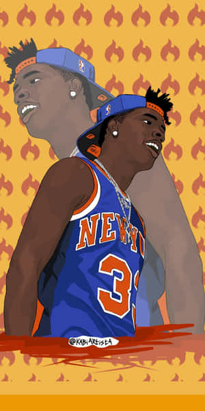 Lil Baby New York Knicks Cartoon Wallpaper