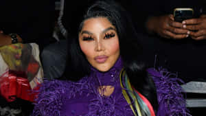 Lil Kimin Purple Feathered Outfit Wallpaper