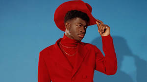 Lil Nas X Red Suit Outfit Wallpaper