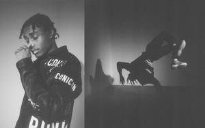 Lil Tjay Black And White Hiphop Wallpaper