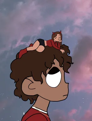 Lil Uzi Cartoon Character With Clouds Wallpaper