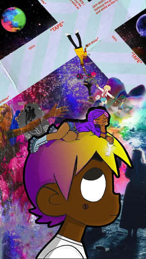 Lil Uzi Cartoon With White Tape Wallpaper