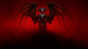 Lilith Demonic Figure Red Backdrop Wallpaper