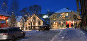 Lillehammer Winter Evening Shopping Wallpaper